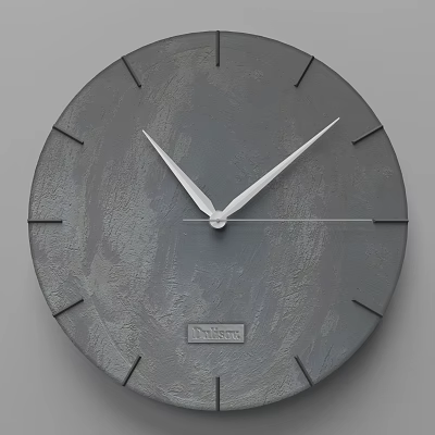Gray Textured Whitespace Wall Clock With Silver Hands And Minimalist Design 3d model
