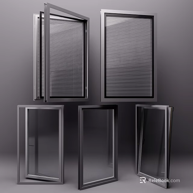 Modern Swing Doors With Metal Frames And Glass Panels Interior Design 3d model