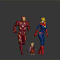 Iron Man Captain Marvel And Child With Captain America Shield Running Together