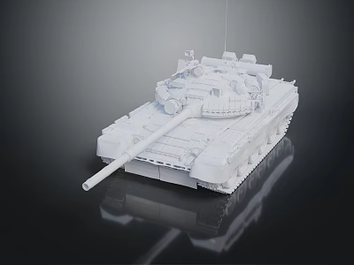 White Military Tank Model With Detailed Structure Tracks And Cannon 3d model