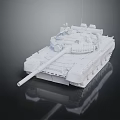 White Military Tank Model With Detailed Structure Tracks And Cannon