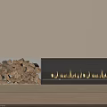 Modern Fireplace With Burning Flames And Stacked Firewood In Living Room Interior
