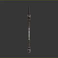 Ornate Fantasy Weapon Staff With Colored Crystal Top Metallic Carvings And Decorative Base