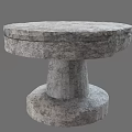 Weather Resistant Round Stone Outdoor Table With Textured Surface And Sturdy Pedestal