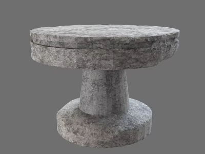 Weather Resistant Round Stone Outdoor Table With Textured Surface And Sturdy Pedestal 3d model