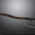 Handcrafted Weapon Axe With Wooden Handle Wrapped Rope And Carved Metal Blade