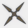 Metal Shuriken Weapon With Four Sharp Blades And Intricate Decorative Patterns Design 3d model
