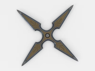 Metal Shuriken Weapon With Four Sharp Blades And Intricate Decorative Patterns Design 3d model