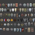 Assorted Decorative Shields In Various Design Styles For Collection And 3d model
