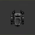 Futuristic Mechanical Weapon with Blue White Base Multiple Cylindrical Parts and Yellow Light