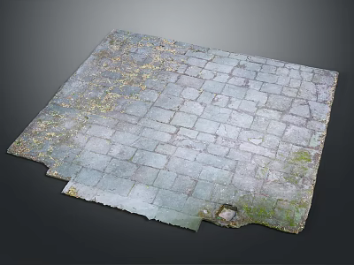 Weathered Stone Slab Terrain With Gray Tones Moss And Broken Edges 3d model