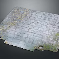 Weathered Stone Slab Terrain With Gray Tones Moss And Broken Edges 3d model
