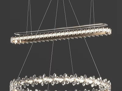Modern Crystal Chandelier With Floral Crystal Accents And Double Layer Metal Frame 3d model