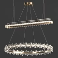Modern Crystal Chandelier With Floral Crystal Accents And Double Layer Metal Frame