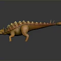 3D Animated Orange Armored Dinosaur Character Model With Spiked Back