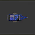 Blue Utility Trailer With Mechanical Equipment Wheels Metal Frame And Hitch Design