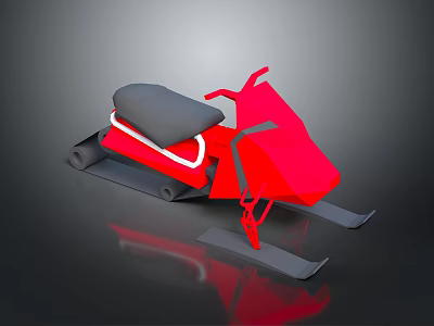Red And Gray Snowmobile 3D Model Design With Modern Render Style 3d model