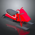 Red And Gray Snowmobile 3D Model Design With Modern Render Style 3d model