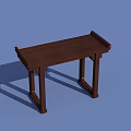 Classic Chinese Style Wooden Console Table With Rectangular Top And Carved Legs 3d model