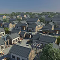 Traditional Commercial Street With Stone Wood Structures Gray Tile Roofs And Shops