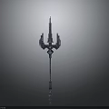 Intricate Metallic Spiked Weapon With Ornate Design And Decorative Base