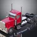 Red Heavy Duty Tractor Truck With Chrome Cab And Dual Exhaust Pipes