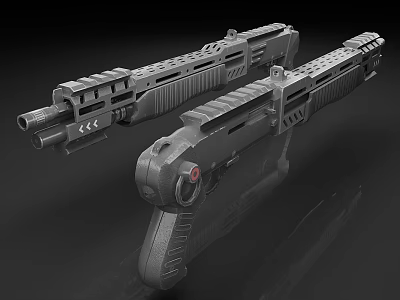 3D Rendered Sci Fi Guns With Detailed Barrel Grip And Futuristic Design 3d model
