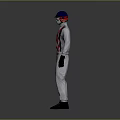 Racing Character With Blue Helmet White Jumpsuit Red Black Stripes Black Gloves And Boots