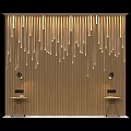 Bed Background Wall With Vertical Wooden Slats Hanging Decorative Lights Side Tables And Table Lamps