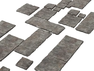 Gray Stone Stepping Stones Arranged For Garden Landscape Path Design 3d model