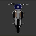 Blue And White Motocross Bike Game Movie Character With Golden Forks Black Tires Modern Design