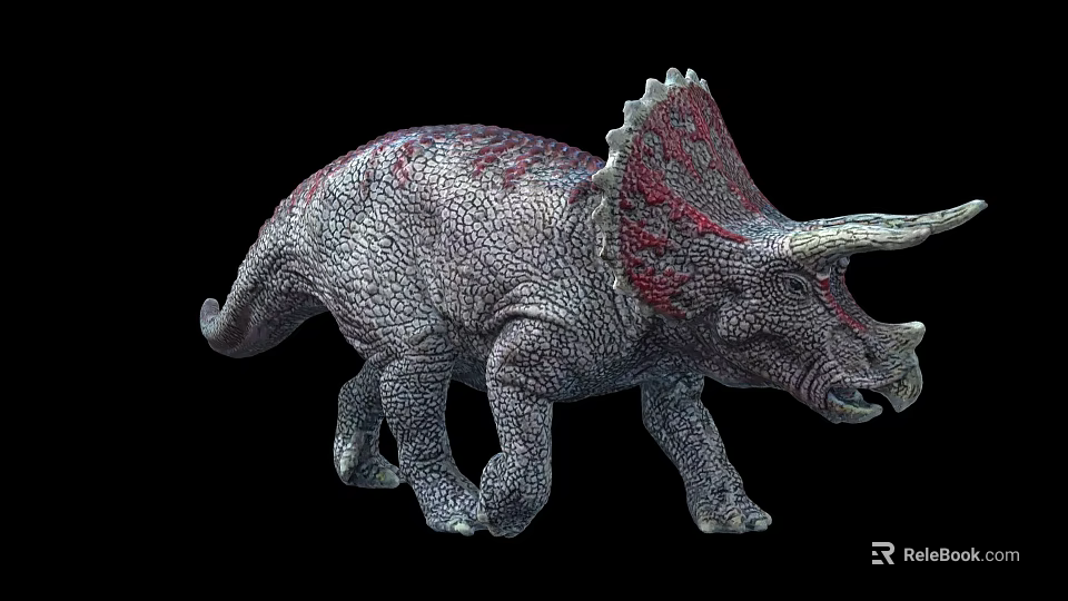 Vibrant Triceratops Dinosaur Model Featuring Detailed Skin And Red Frill 3d model 