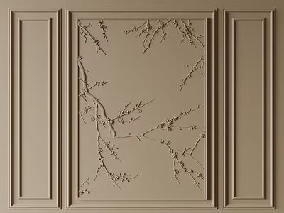 Elegant Gypsum Molding Wall Decoration With Tree Branch Pattern And Symmetric Design 3d model