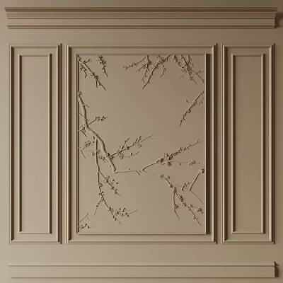 Elegant Gypsum Molding Wall Decoration With Tree Branch Pattern And Symmetric Design 3d model