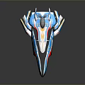 Futuristic Aerodynamic Spacecraft Design With Blue White And Red Color Accents For Cosmic Exploration