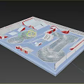 Skatepark Layout With Multiple Ramps Red Borders And Skate Zones