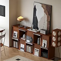 Study Room Interior With Desk Computer Bookshelf Books Table Lamp Plant Rug And Chessboard