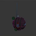 Futuristic Mechanical Robot Character With Spherical Body Antenna And Blue Sensors