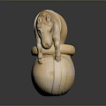 Detailed Tiger Sculpture Carving With Round Base And Ring Structure In Stone Material 3d model
