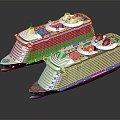 Modern cruise ship passenger ship low pressure cabin giant cruise ship 3d model