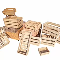 Wooden Display Shelves With Stackable Crates And Various Sizes For Retail Storage 3d model