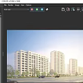 Modern Multi Story Residential Buildings with Street Vehicles and Trees Under Blue Sky