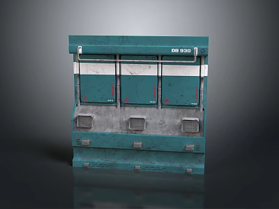 Industrial Teal Metal Component Featuring Panel Design EM001 Model And Vent Openings 3d model