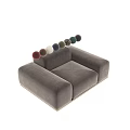 Modern Single Sofa With Colorful Decorative Balls Brown Red Upholstered Metal Base