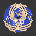 Blue And White Spiral Decorative Sculpture With Intertwined Geometric Design