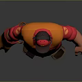 Cartoon Worker Character In Red And Orange Uniform With Hat And Tools