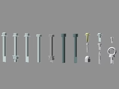 Assorted Hardware Tools Featuring Bolts Nuts Pins Rings And Metal Parts 3d model