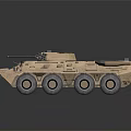 Sand Colored Armored Wheeled Military Tank With Turret Antennas Six Wheels