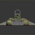 Stone Building Structure With Steps Archway Water Pool Stone Pavement And Greenery