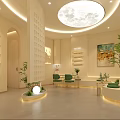Modern Beauty Hair Salon Interior With Stylish Lighting Green Plants And Nail Art Decor